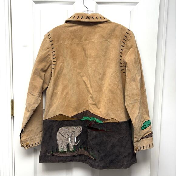 The Quacker Factory Safari Suede Leather Coat Brown Lined Zip Women's Size S - Picture 2 of 10